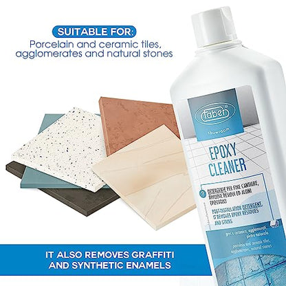 Faber Epoxy Remover – Epoxy Resin Haze Remover and Post Construction Cement Grout Cleaner to Renew Refresh & Restore Natural Shine of Porcelain - WoodArtSupply