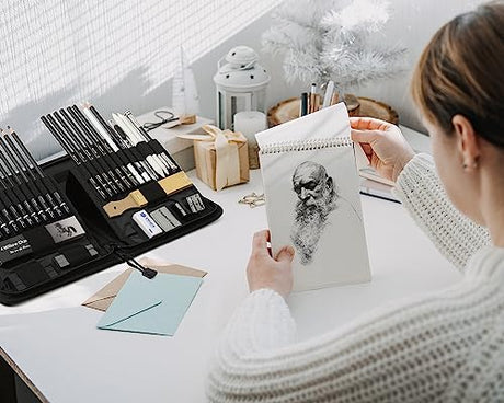 Brusarth 42 Pack Drawing Set Sketching Kit, Pro Art Sketch Supplies with Sketchbook, Include Graphite Pencil, Charcoal Pencil, Sharpener, Eraser Art Brusarth