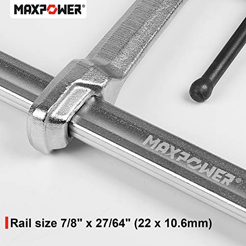 MAXPOWER Heavy Duty F Clamp 12-Inch x 4-3/4-Inch Throat (300 x 120mm Throat), Pack of 1 MAXPOWER