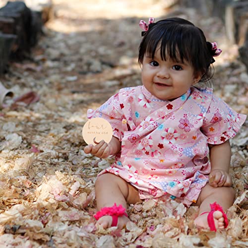 Kisangel 14pcs Milestone Card Unfinished Wood Cards One Month Baby Wood Slices for Baby Shower Monthly Baby Milestone Printable Milestone Baby Months Kisangel