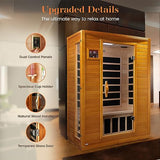 Dynamic Andora 2 Person Low EMF 6 Heating Panel Infrared Therapy Wood Dry Heat Sauna with Bluetooth, MP3 Aux Connection for Home Spa Days - Curbside DYNAMIC SAUNAS