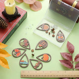 SUNNYCLUE 1 Box 8 Pairs Thanksgiving Dangle Making Starter Kit Thanksgiving Earrings Bulk Wood Teardrop Charms Wooden Fashion Earrings for Jewelry SUNNYCLUE