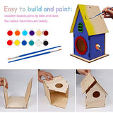 Glintoper Art Craft Wood Toys for Kids, 4 Pack DIY Bird House Kit Painting Puzzle DIY Wooden Assembly, Build and Paint Birdhouse, Include Paints & Glintoper