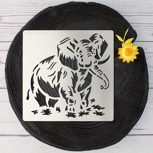 Aleks Melnyk No.478 Metal Stencil, Elephant Mammal Animal, Safari Animal, Small Stencil, 1 PC, Template for Wood Burning, Engraving, Crafting, Aleks Melnyk