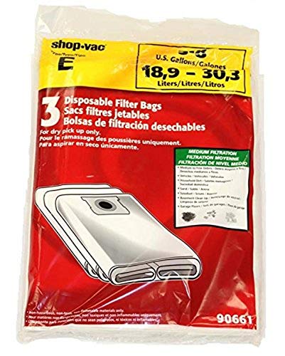 Shop Vac Corporation 9066100 Paper Bag, Catch 5/6/8 Gallon Type E 3 Pk
