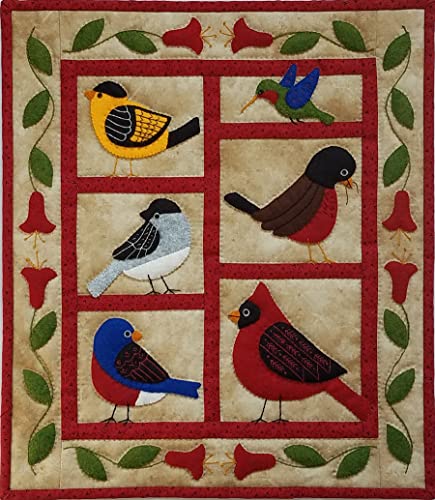 Wall Quilt Kit by Rachel's of Greenfield, Backyard Birds Wall Quilt Kit 13''x15'',Wall Hanging Kit, white - WoodArtSupply