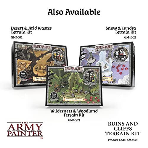 The Army Painter Terrain Paint Set with 5 Terrain Paint, 1 Spray, Basing Materials Gamemaster (Ruins & Cliffs Terrain Paint Beginner Set) - WoodArtSupply