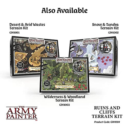 The Army Painter Terrain Paint Set with 5 Terrain Paint, 1 Spray, Basing Materials Gamemaster (Ruins & Cliffs Terrain Paint Beginner Set) - WoodArtSupply