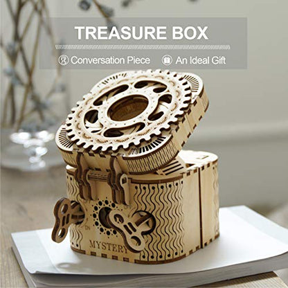 ROKR Treasure Box 3D Wooden Puzzle with Combination Lock Mechanism for Adults and Teens - WoodArtSupply