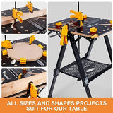 WORKESS Portable Workbench & Sawhorse, 1000Lbs Capacity Heavy Duty Folding Work Table, 23.6"-36" Adjustable Height with 2 Quick Clamps, 4 Bench Dogs, WORKESS