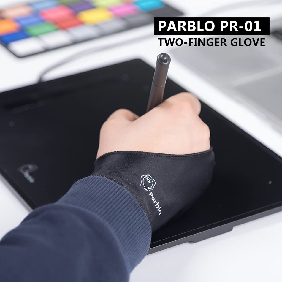 Parblo PR-01 Drawing Glove 2Pack,Digital Drawing Glove Artist Glove Two Finger Glove Art Glove Drawing Tablet Glove for Right Hand and Left Hand Parblo