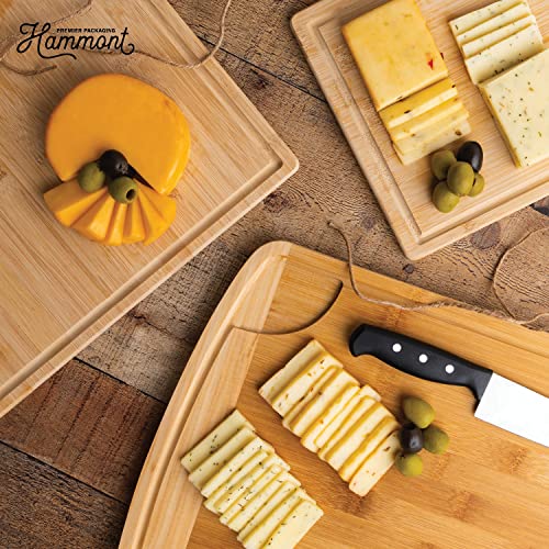 Bamboo Cutting Boards for Kitchen - Wood Cutting Board with Juice Grooves - Small Wood Cutting Board for Meat, Wooden Cutting Boards for Kitchen Hammont