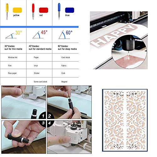 50Pcs Replacement Cutting Blades for Cricut Explore Air/Air 2/Air 3/Maker/Maker 3, Include 10Pcs Fine Point Blades, 20Pcs Standard Blades, 20Pcs Deep ArtCute