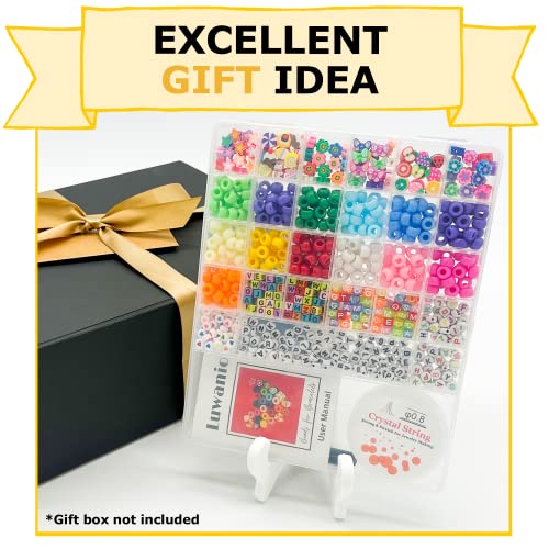 Luwanio Bracelet Making Kit, Pony Beads Clay Beads Smiley Beads Letter Beads for Friendship Bracelets Jewelry Making, Kandi Bracelet Kit, DIY Arts Luwanio