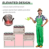 Outsunny 4PCS Raised Garden Bed, Wooden Elevated Planter Box Kit with Bed Liner, DIY Shape, for Flowers Vegetables Outsunny