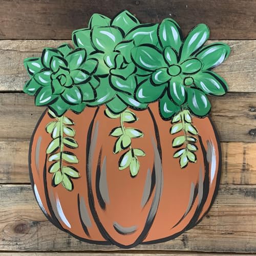 Succulent Pumpkin Cutout, Fall Shape, Wood Shape, Paint by Line, Build-A-Cross