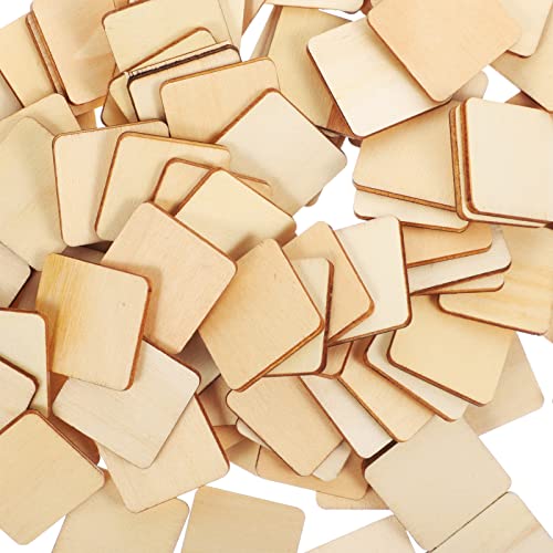 Operitacx 100pcs Square Wood Chips Square Wooden Chip Kids DIY Wood Slices Unfinished Wood Tag Wood Squares Wood Blanks for Crafts Blank Labels Solid - WoodArtSupply