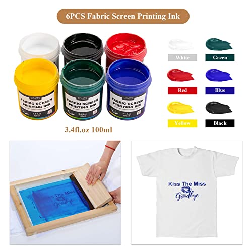 Caydo 38 Pieces Screen Printing Kit Include Fabric Screen Printing Ink, 4 Size Screen Printing Frame, Screen Printing Squeegees, Inkjet Transparency Caydo