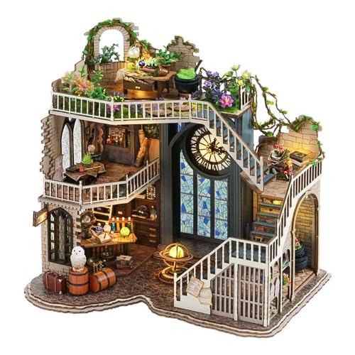 CUTEBEE DIY Dollhouse Miniature Kit, DIY Wooden Dollhouse Kit Miniature House Kit Tiny House Kit, Creative Room Idea (Magic House)