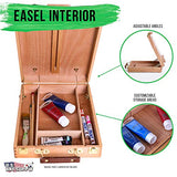 U.S. Art Supply Antigua Adjustable Wood Table Sketchbox Easel, Premium Beechwood - Portable Wooden Artist Desktop Storage Case - Store Art Paint, US Art Supply