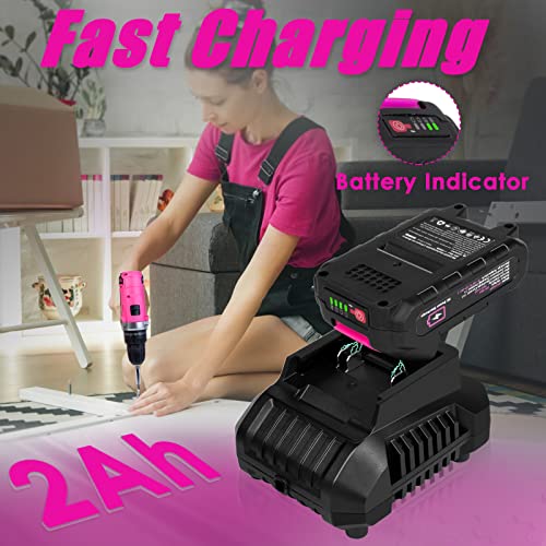 ThinkLearn Tool Kit with 20V Cordless Drill(265in-lbs), Pink Drill Set for Women, Lady's Home Tool Kit for DIY, Daily Repair Tool Set as a Creative ThinkLearn