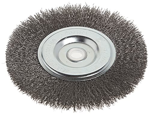 Forney 72745 Wire Bench Wheel Brush, Coarse Crimped with 1/2-Inch and 5/8-Inch Arbor, 6-Inch-by-.012-Inch Forney