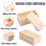 RHBLME 4 Pack Unfinished Wood Box with Sliding Lid, 7.87" x 3.94" x 3.15" Wooden Keepsake Box Storage Box, Rustic Wood Gift Boxes for Art Hobbies RHBLME