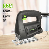 GALAX PRO 3.3Amp Jig Saw, 3000 RPM No Load Speed Jigsaw with Lock-on Button, Cutting Angle 45 Degree, 1pcs Wood Cutting Blades and 2pcs Metal Cutting GALAX PRO