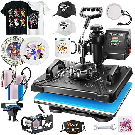 WHUBEFY Heat Press,8 in 1 Multifunctional Tshirt Printing Machine 15"x12" Digital Industrial Heat Transfer Machine,Swing Away Sublimation Heat Press Whubefy