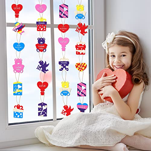 FOIMAS Valentine's Day Wooden Slices,36pcs Heart Cupid Unfinished Wood Cutout Slice Hanging Ornament with Jute Twine and Colored Pen for DIY Craft FOIMAS