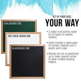 U.S. Art Supply Children's 3-Sided Art Activity Easel with Chalkboard, Large Paper Roll, Shelf & Plastic Paint Cups US Art Supply