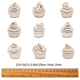 KitBeads 100pcs Random Hollow Cake Unfinished Wood Cutouts Wooden Cupcake Dessert Theme Filligree Wooden Ornament for DIY Crafts Home Decorations KitBeads