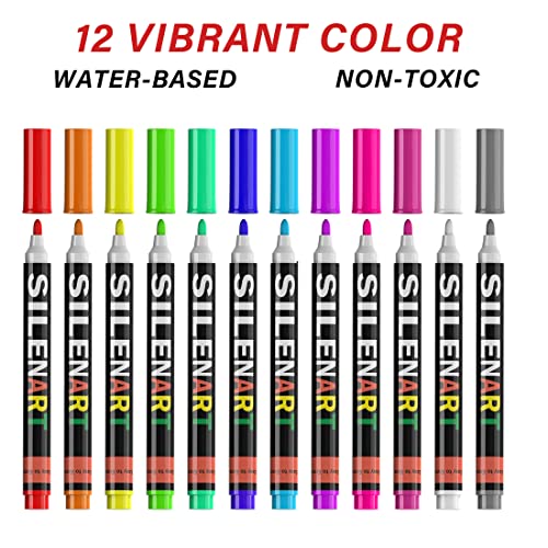 SL6212 SILENART Chalk Markers for Chalkboard, Fine Tips, Liquid Erasable  Neon Chalk Marker for Kids, for Signs Labels Menu Board Window