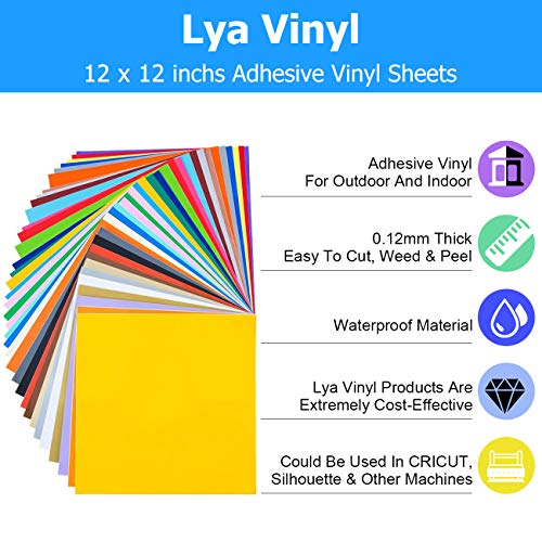 Permanent Vinyl Bundle for Cricut - 70 Pack Self Adhesive Vinyl Sheets  (65+5 Holo Colors 12x12) for Home Decal, Mug, Cup, Windows, Ceramics,  Holiday