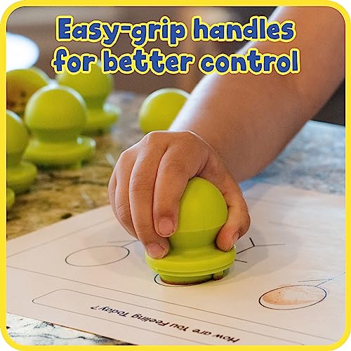 READY 2 LEARN Easy Grip Dough and Paint Stampers - Emotions - Set of 12 - Rubber Stamps for Ages 2+ - Crafts and Social Emotional Learning - Washable - WoodArtSupply