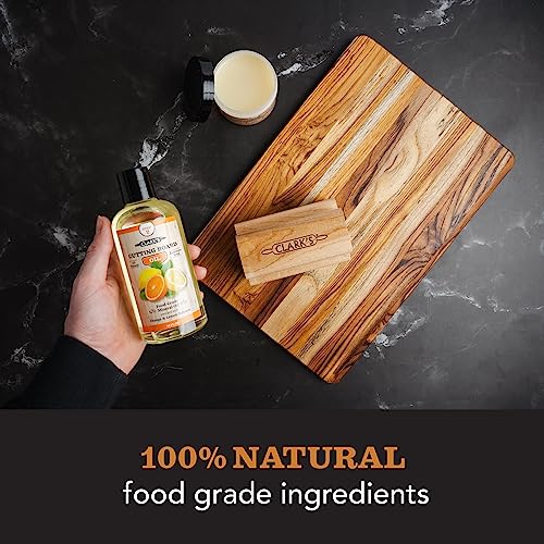 CLARK'S Cutting Board Oil - Food Grade Mineral Oil for Cutting Board - Enriched with Lemon and Orange Oils - Butcher Block Oil and Conditioner -
