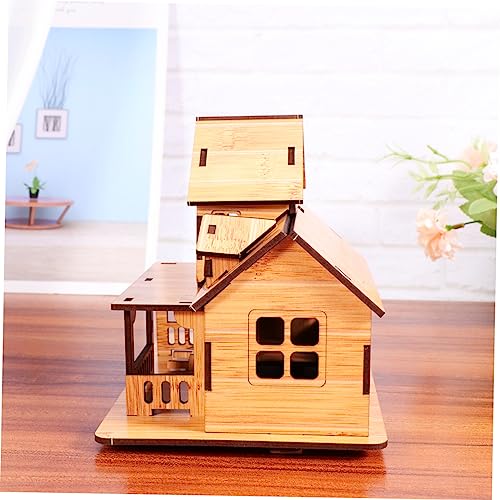 Vaguelly 2pcs DIY Wooden Ornament Mini House DIY Unfinished Wood Toy House DIY Woodcraft Construction Puzzle Craft Wood Wooden DIY House Model DIY Vaguelly