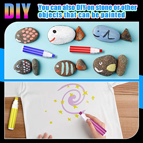 Sabary 10 Pcs Refillable Paint Markers 10 mm Empty Acrylic Markers Blank Flat Head Graffiti Markers White Fillable Paint Pen with 5 Pcs 3 ml Dropper Sabary