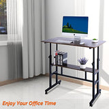 AIZ Adjustable Computer Double-Layer, Rolling Wheels Home Office Workstation, Portable Laptop Table Sitting, Adults or Children,Black Mobile Standing AIZ