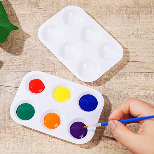 30 PCS White Plastic Paint Palettes 6 Well Rectangular Watercolor Palette Painting Tray for Painting Party, DIY Craft and Art Painting DAIKOYE