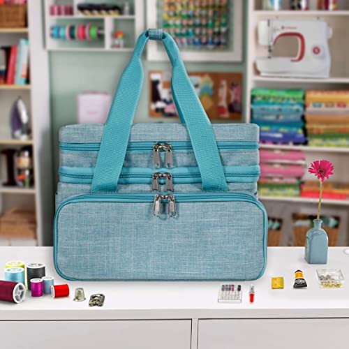 SINGER Sewing Accessories Organizer (Bag Only) – Double Layer Portable Sewing Storage Bag with 2 Detachable Pouches and 18 Storage Compartments, SINGER