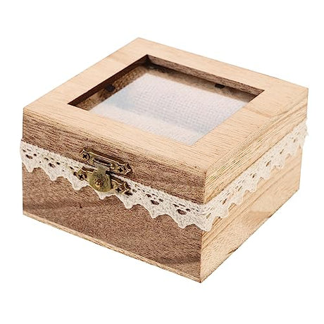 Holibanna Box engagement ring box travel container watch storage case Ring Bearer Cushion Wedding Ring Case unfinished wood necklace ring holder Ring Holibanna