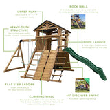 Backyard Discovery Endeavor All Cedar Wood Swing Set Playset for Backyard with Large Clubhouse Wave Slide Rope Ladder Rock Climbing Wall Wave Slide 2 Backyard Discovery