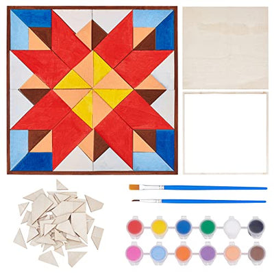 WEBEEDY DIY Barn Quilt Painting Kit Unfinished Wood Barn Quilt Kit Barn Quilt Square Wooden Sign Abstract Geometric Wood Panels Modern Art Bohemian