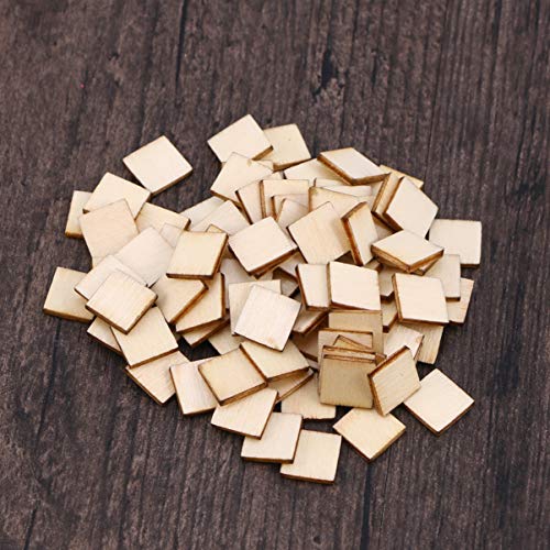 Amosfun 200 Pcs 10mm Wooden Coasters Wood- Burning Blanks Blank Tiles for Crafts Rounds Unfinished Plank Squares Craft- Square Wood Slices Blank Wood Amosfun