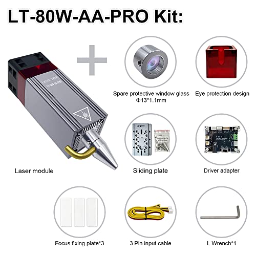 Laser Module with Air Assist, 80W Laser Engraving Cutting Module for Wood, 10W Output Power, Built in FAC, Compressed Spot CNC Carving DIY Laser - WoodArtSupply