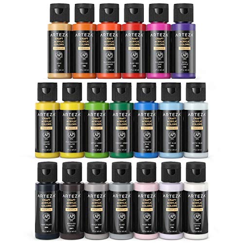ARTEZA Craft Acrylic Paint, 2oz/60 ml Bottles, Water-Based, Matte Finish Paints,Art Supplies for Art & DIY Projects on Glass, Wood, Ceramics, ARTEZA