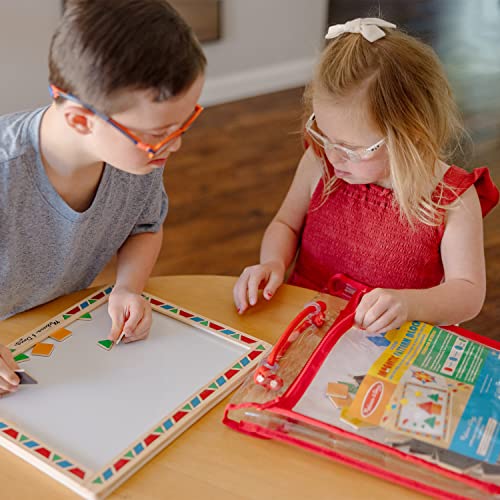 Melissa & Doug Deluxe Wooden Magnetic Pattern Blocks Set - Educational Toy With 120 Magnets and Carrying Case, Multi-color, 1 EA Melissa & Doug