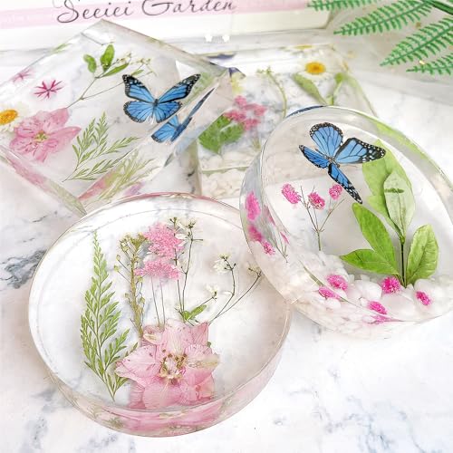 RESINWORLD 8 Pack Deep Coaster Molds, Square Round Coaster Resin Molds, Small Coaster Silicone Molds for Resin Casting, for Flower Bouquet ResinWorld