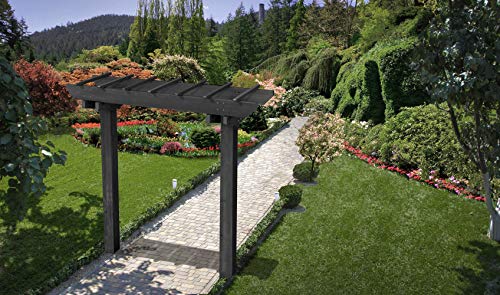 Vita Charcoal Grey Wildwood Cedar Two Post Arbor, 72 inch W x 90 inch H, FSC, Gray, VA68896 New England Arbors